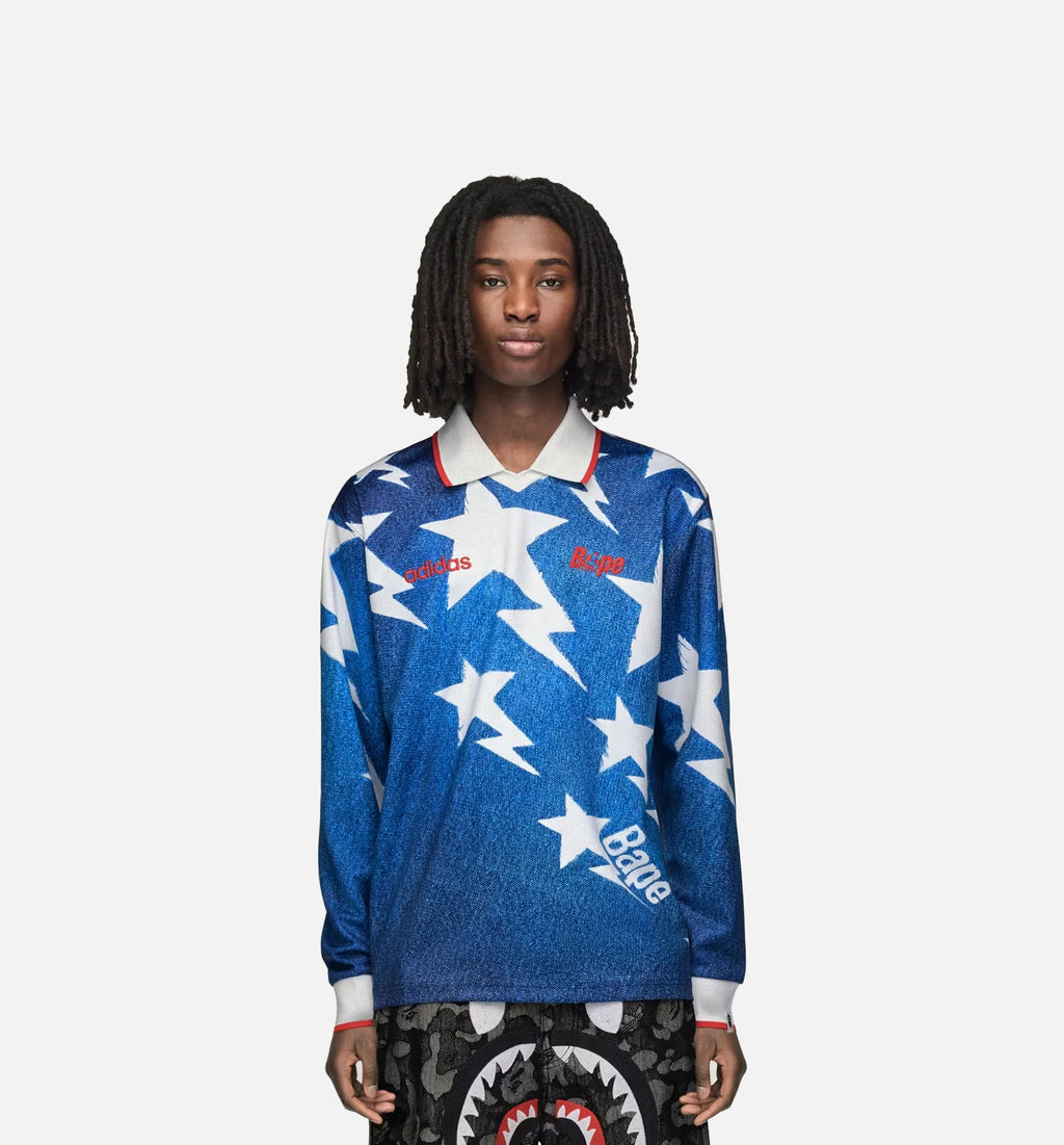 Bape Star Mens Long Sleeve Jersey Medium Blue Denim