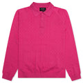 Hogan Pointelle Raglan Sleeve Sweater Polo Coral