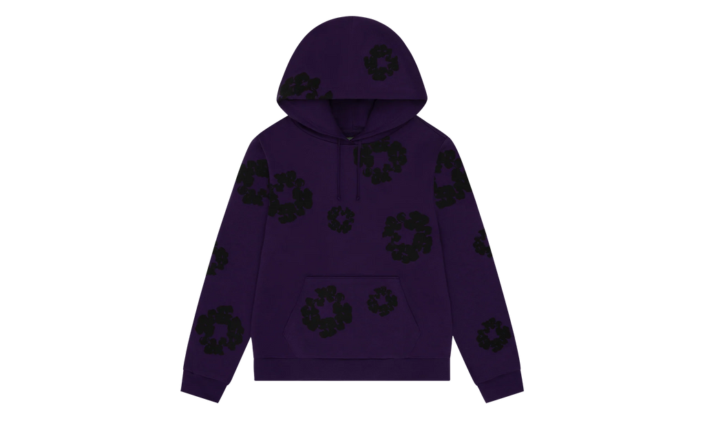 Black Cotton Wreath Hoodie "Purple" DT354