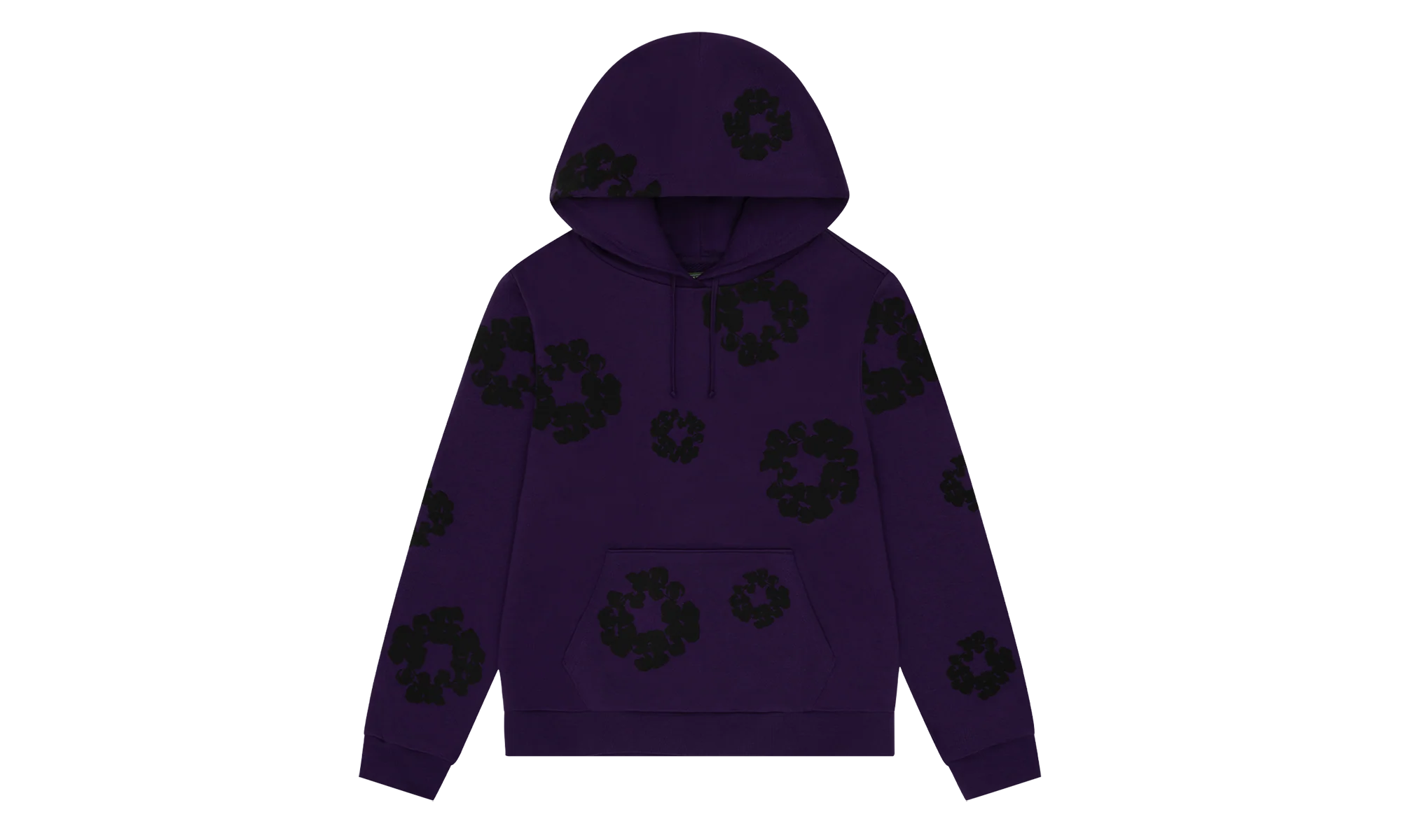 Black Cotton Wreath Hoodie "Purple" DT354