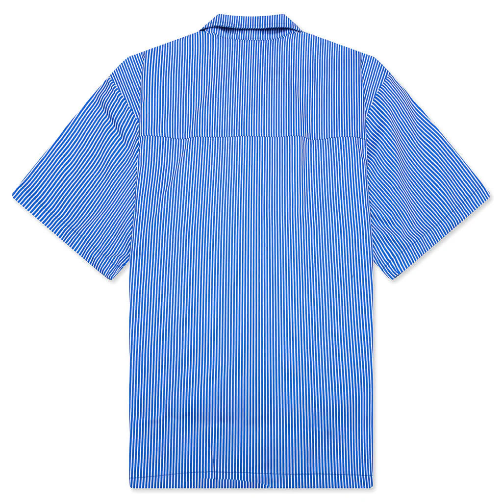 Decker S S Woven Crop Fit Button Up Victoria Blue