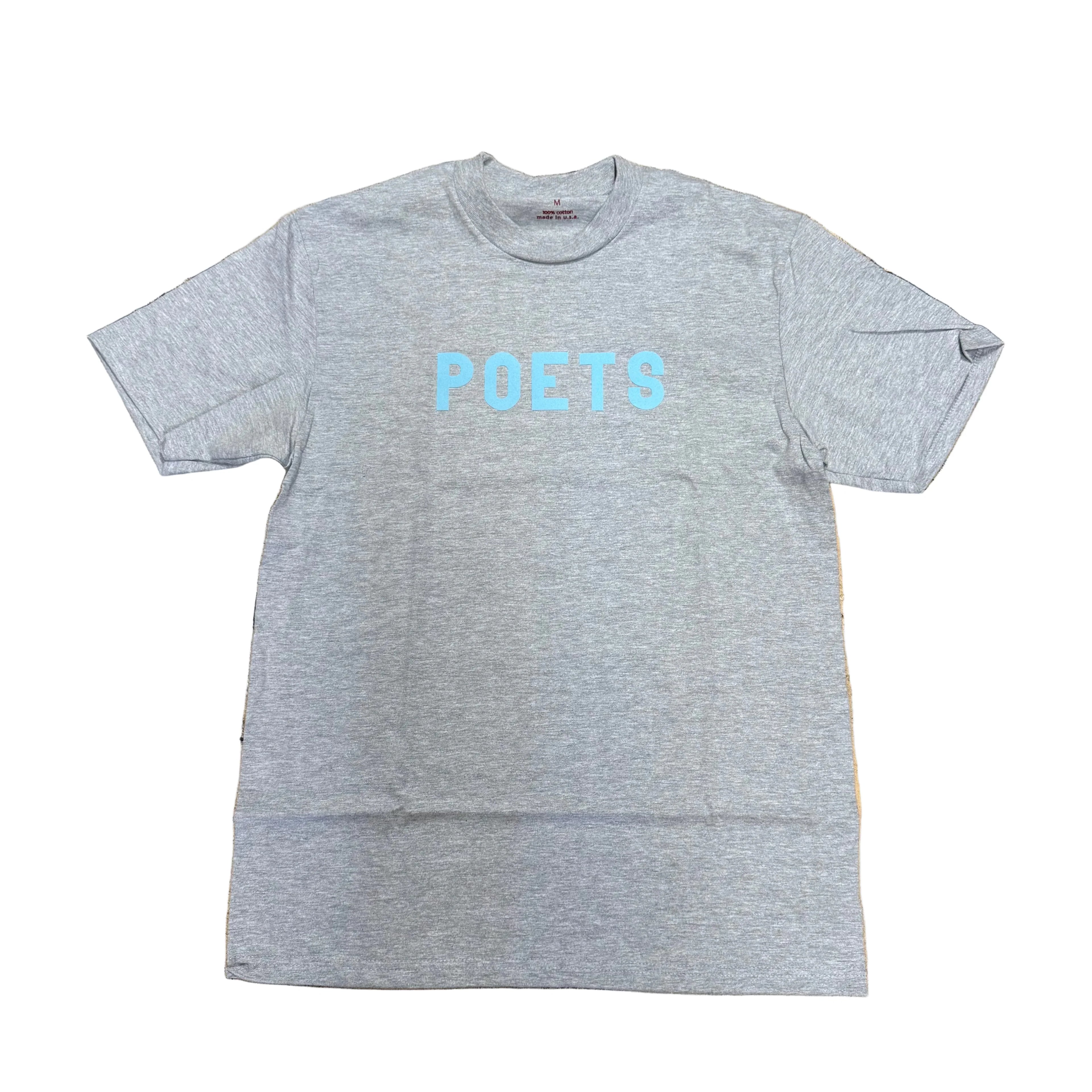 Poets OG Flocked T Shirt Grey Blue