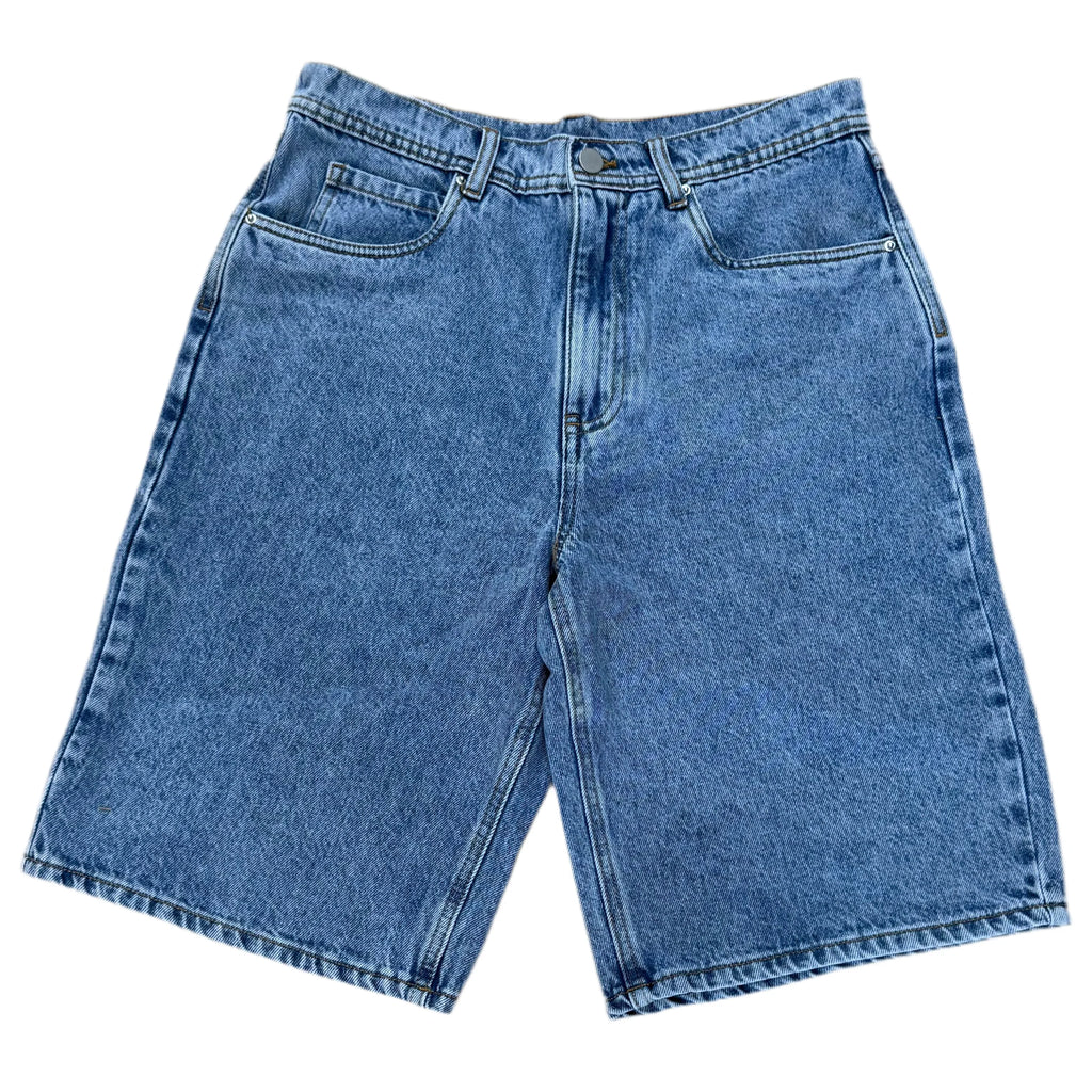 Kinetic Embroidered Baggy Denim Shorts Blue