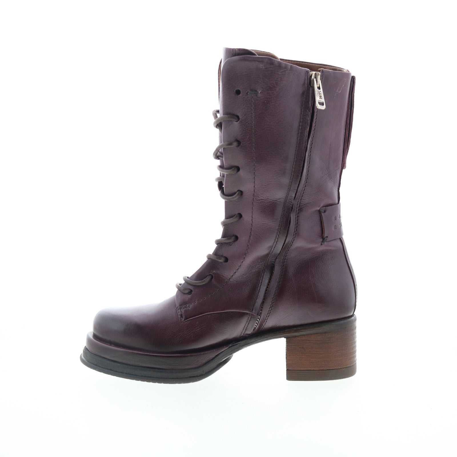 Caden Womens Burgundy Leather Lace Up Casual Dress Boots