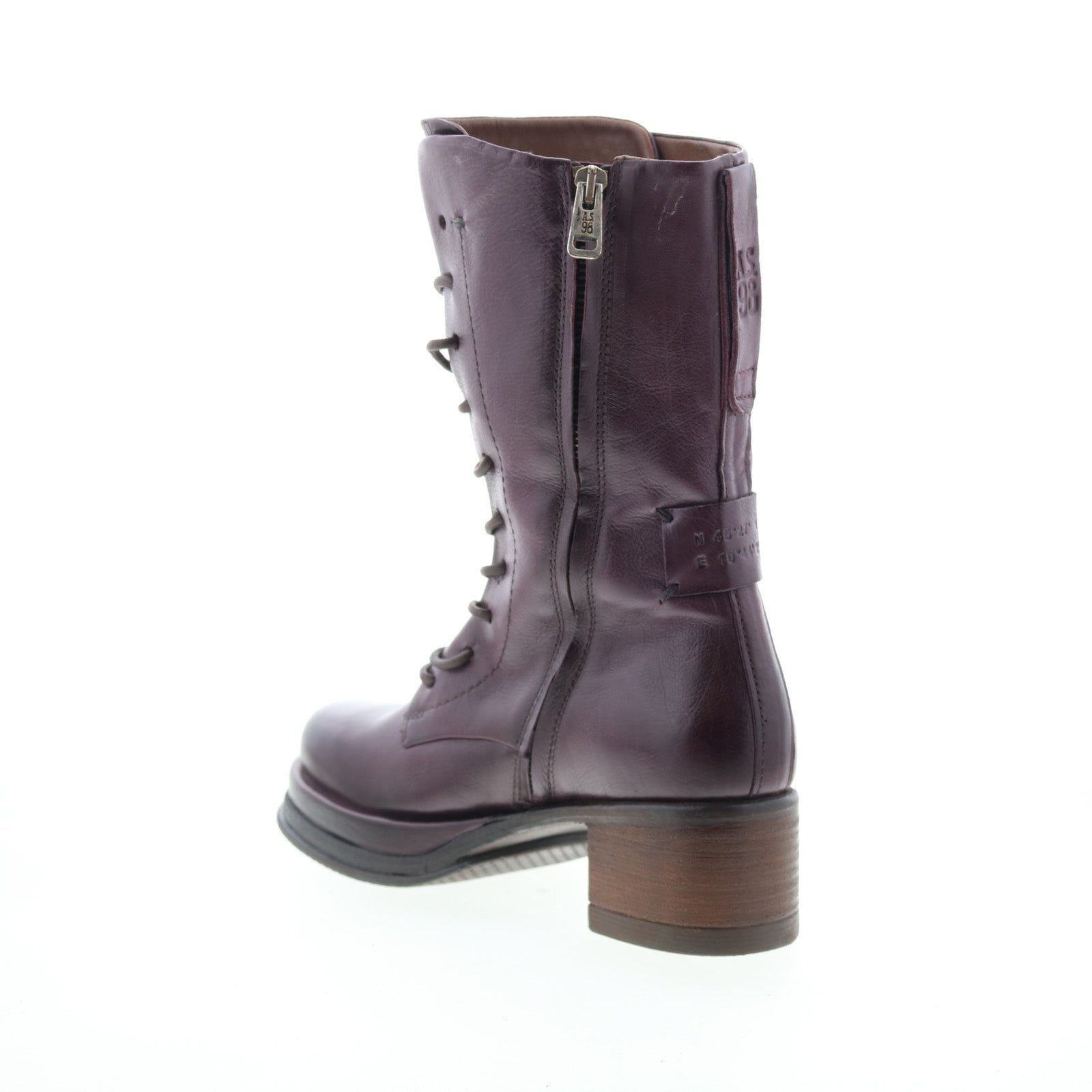 Caden Womens Burgundy Leather Lace Up Casual Dress Boots