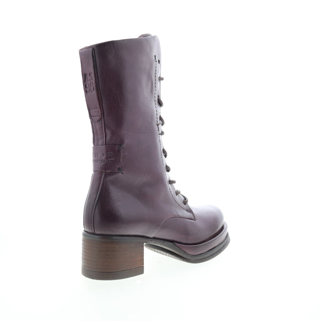 Caden Womens Burgundy Leather Lace Up Casual Dress Boots