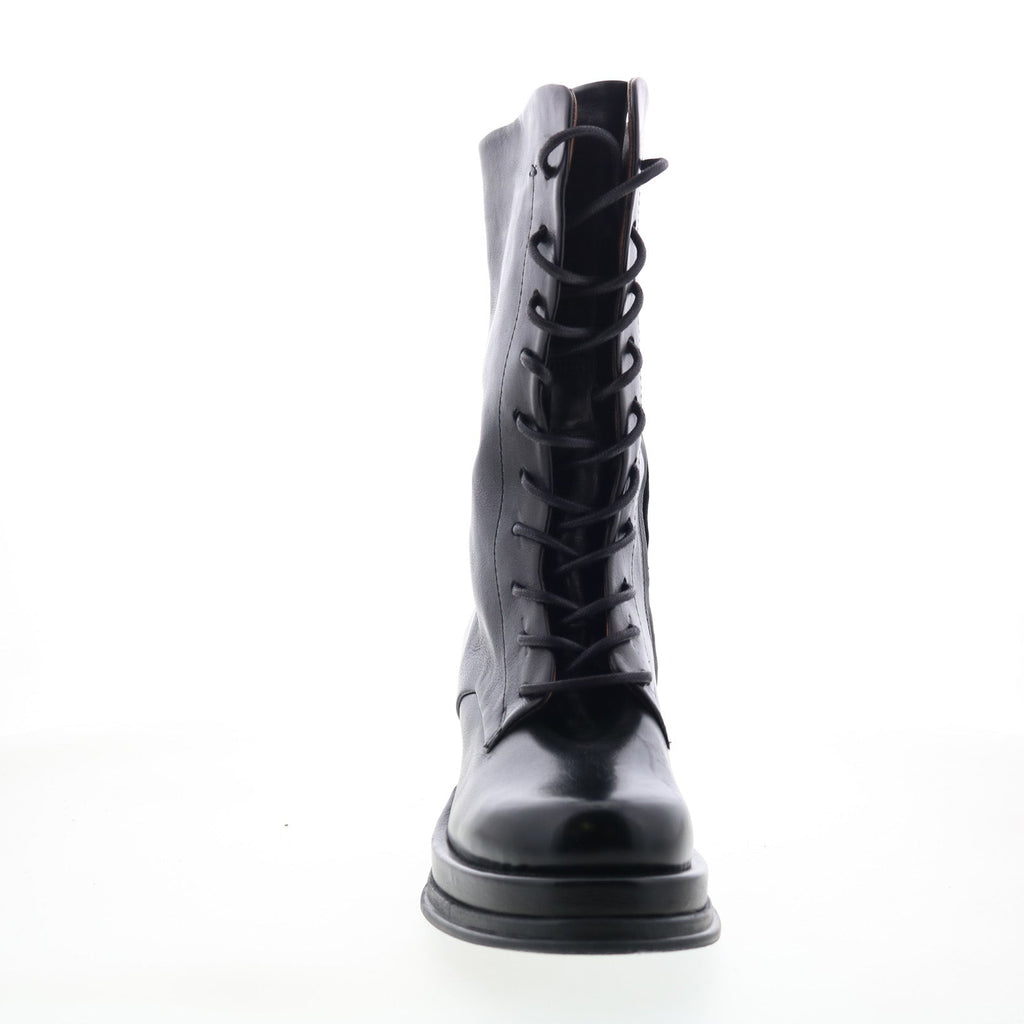 Caden Womens Black Leather Lace Up Casual Dress Boots