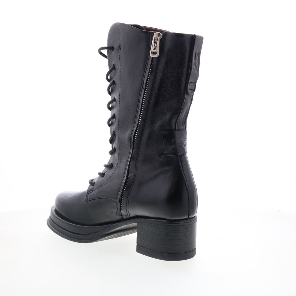 Caden Womens Black Leather Lace Up Casual Dress Boots