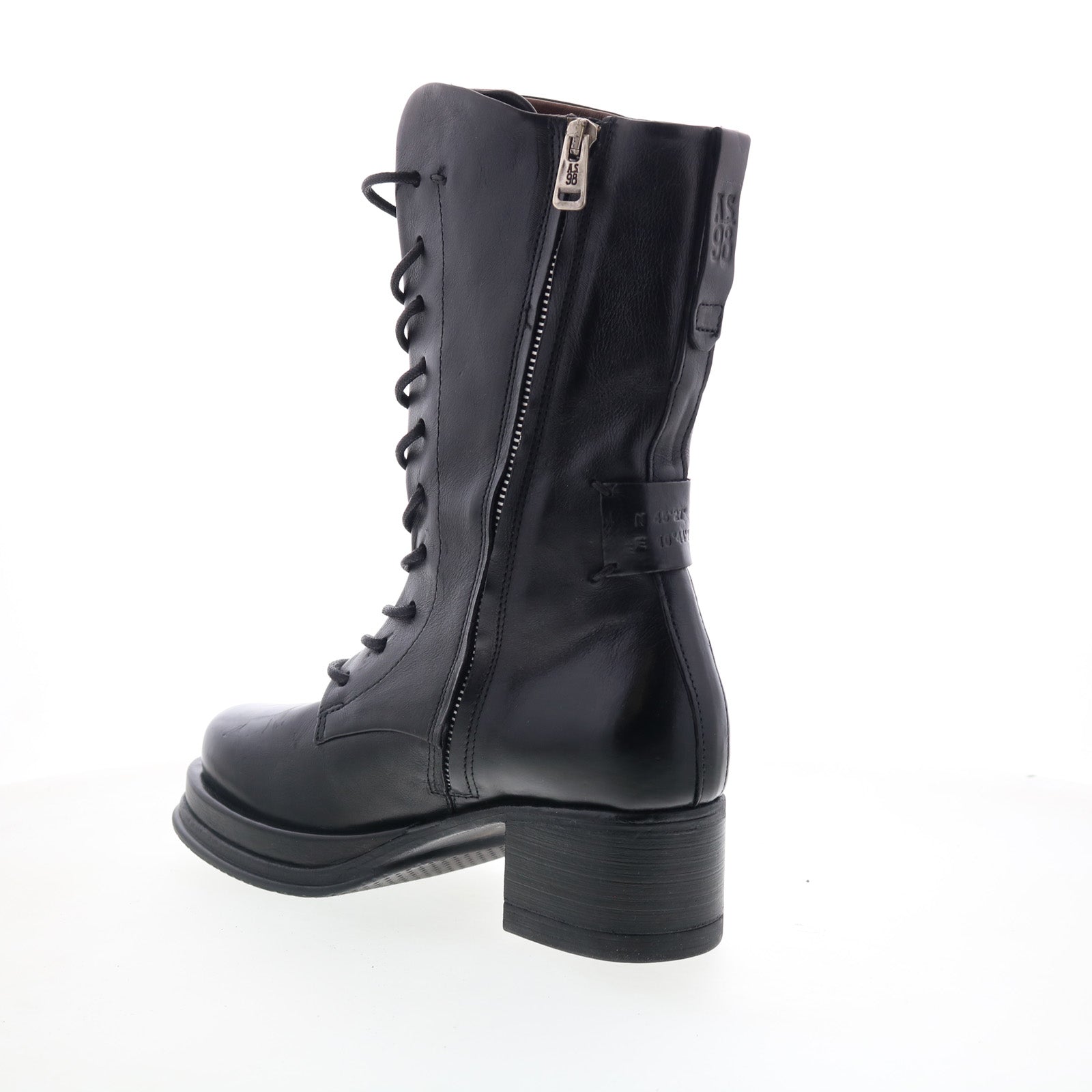 Caden Womens Black Leather Lace Up Casual Dress Boots