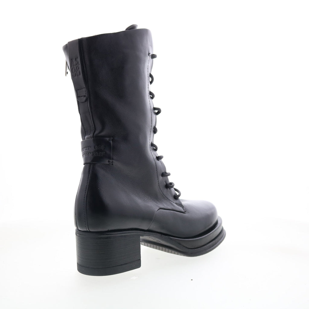 Caden Womens Black Leather Lace Up Casual Dress Boots