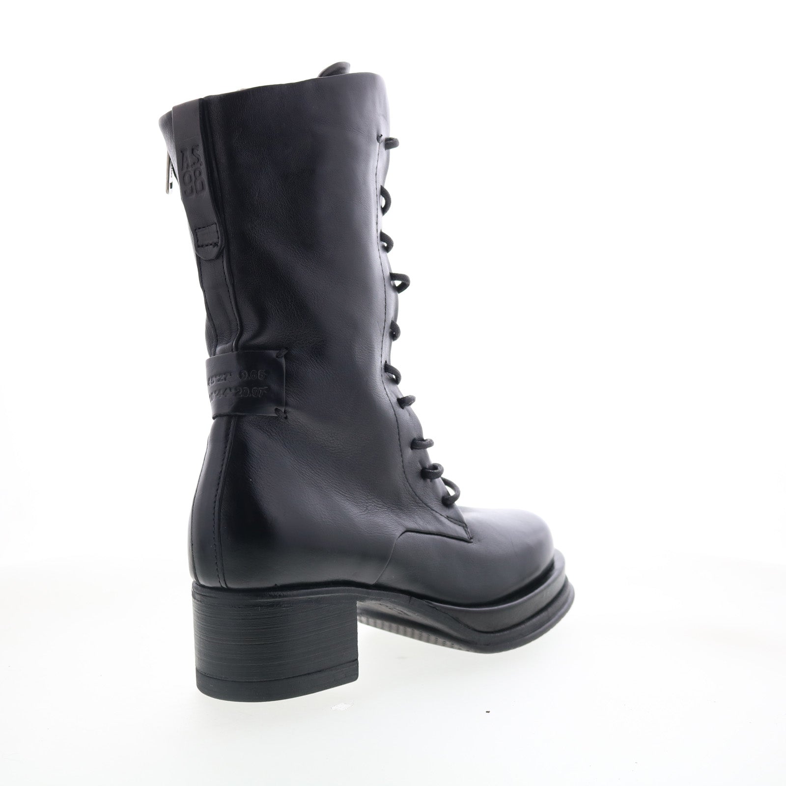 Caden Womens Black Leather Lace Up Casual Dress Boots