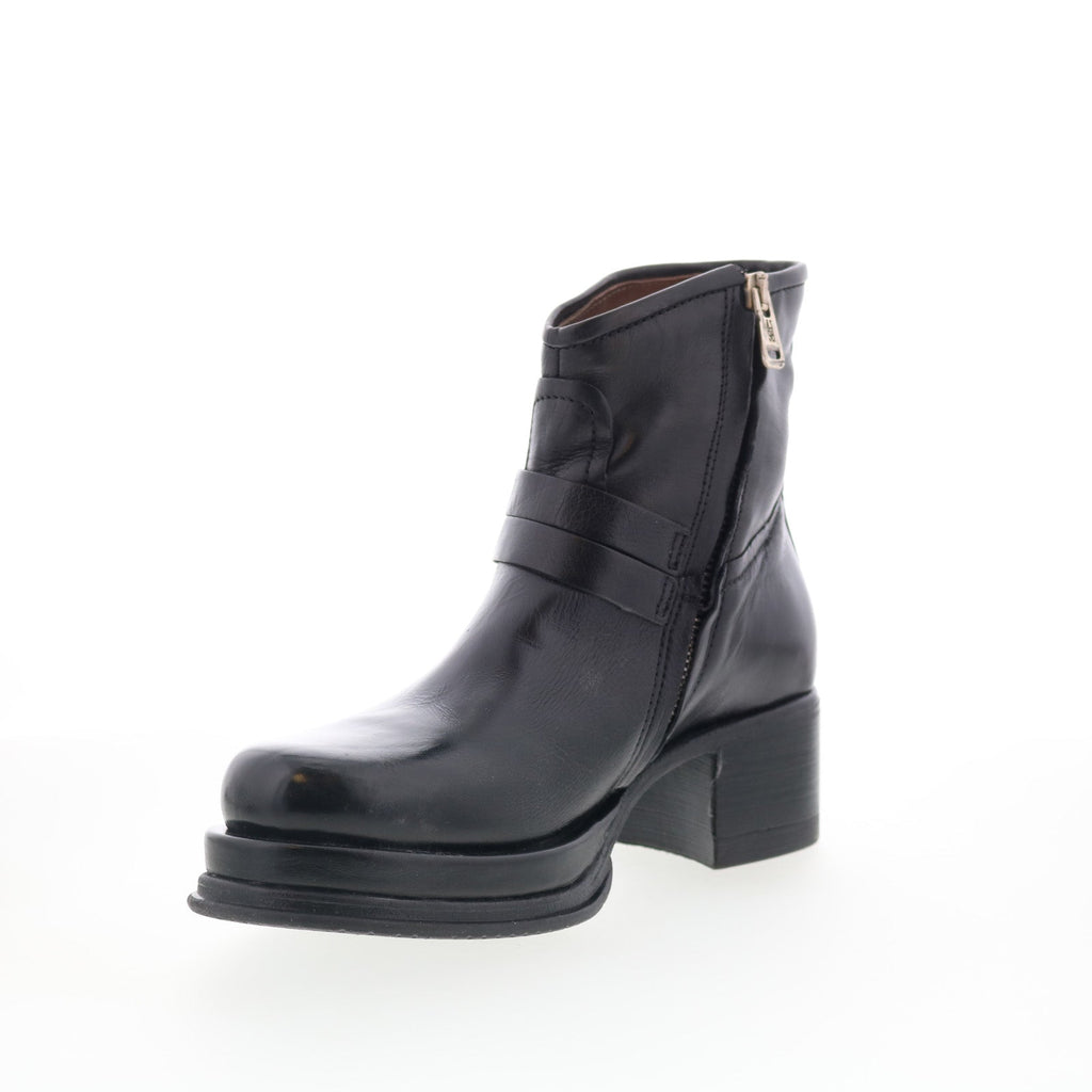 Cal Womens Black Leather Zipper Ankle & Booties Boots