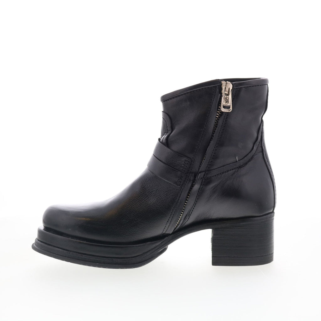 Cal Womens Black Leather Zipper Ankle & Booties Boots