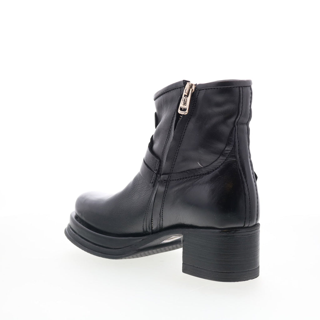 Cal Womens Black Leather Zipper Ankle & Booties Boots