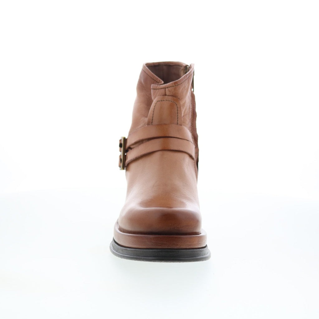Cal Womens Brown Leather Zipper Ankle & Booties Boots