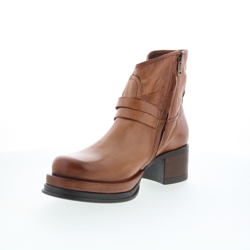 Cal Womens Brown Leather Zipper Ankle & Booties Boots