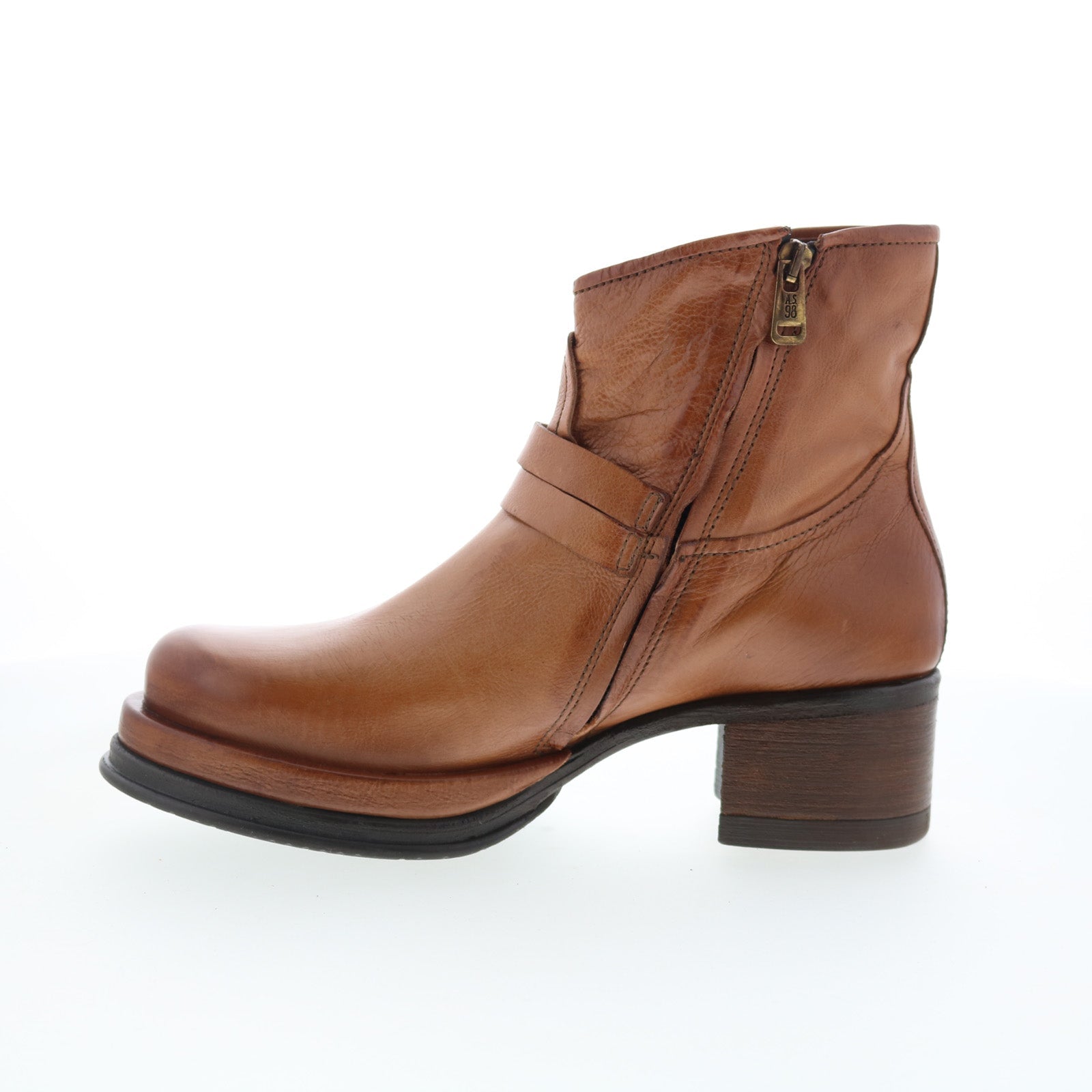 Cal Womens Brown Leather Zipper Ankle & Booties Boots