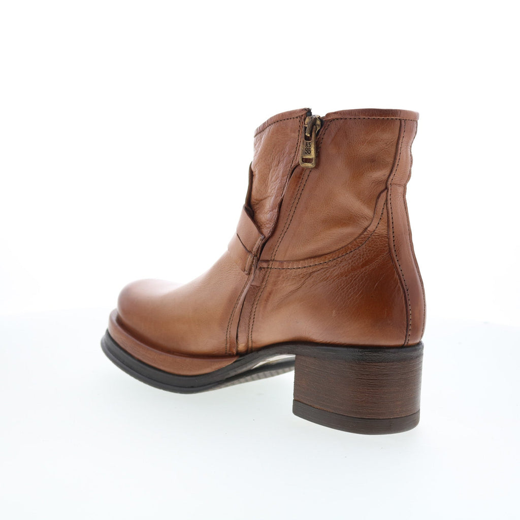 Cal Womens Brown Leather Zipper Ankle & Booties Boots