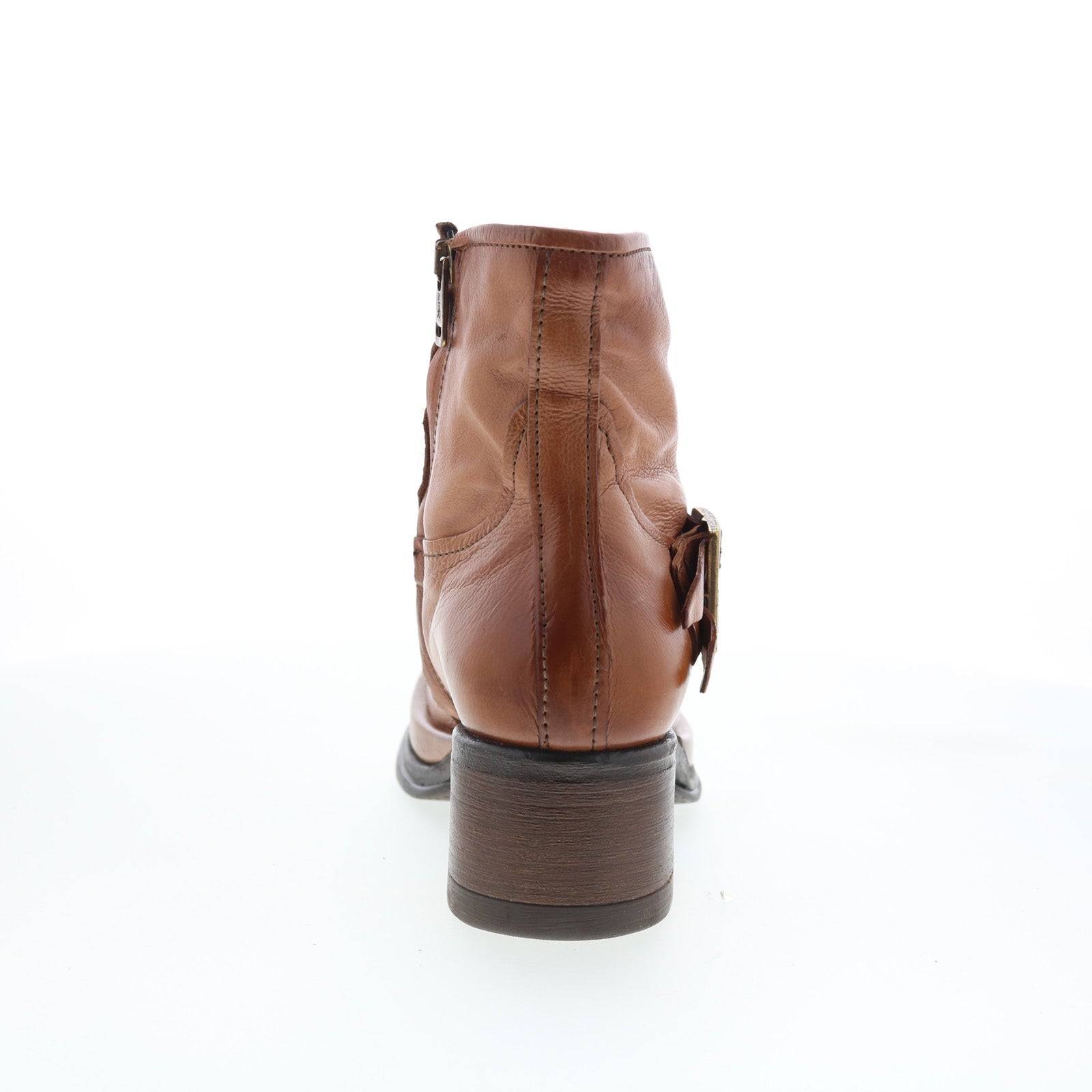 Cal Womens Brown Leather Zipper Ankle & Booties Boots