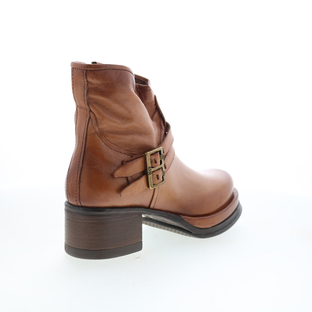 Cal Womens Brown Leather Zipper Ankle & Booties Boots