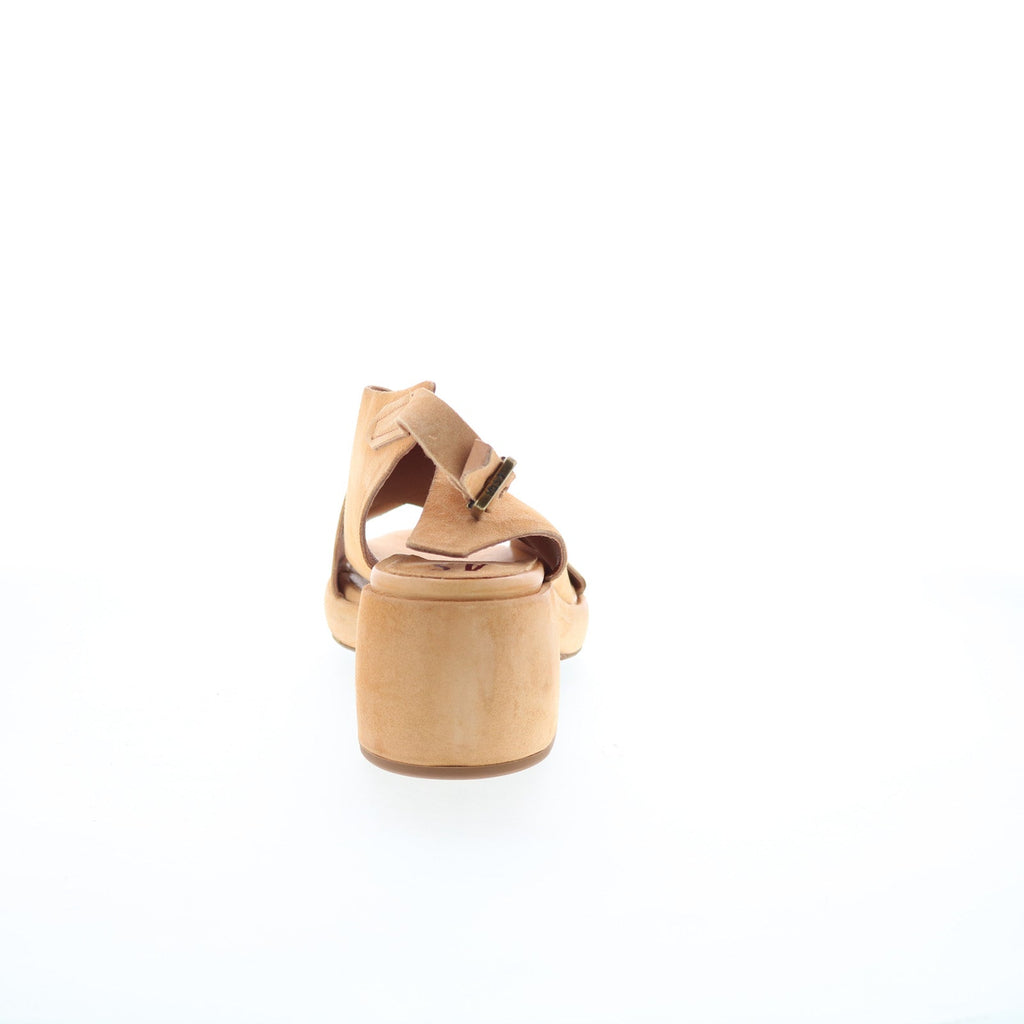 Callen Womens Brown Leather Hook & Loop Heeled Sandals Shoes