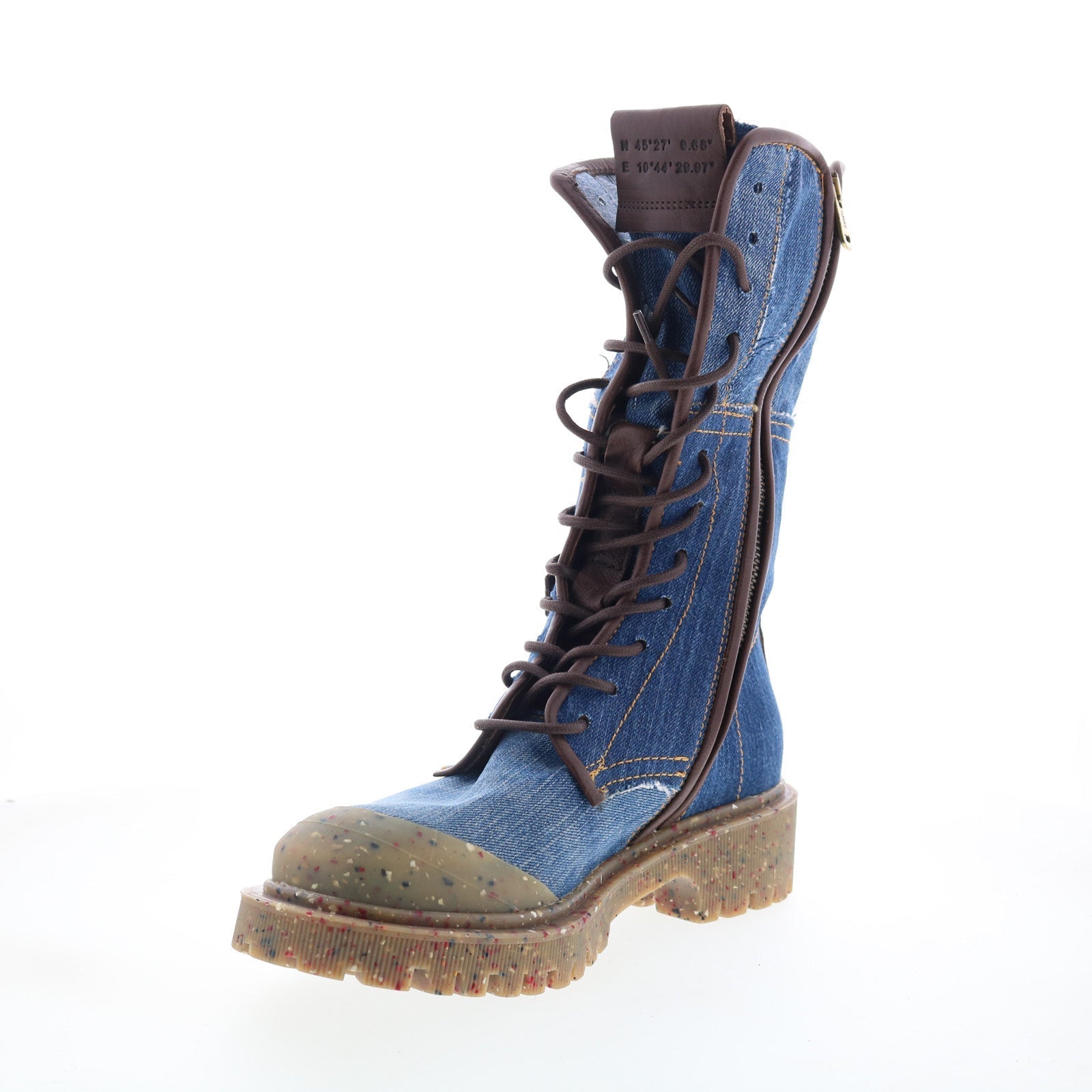 Cambert Womens Blue Leather Lace Up Casual Dress Boots