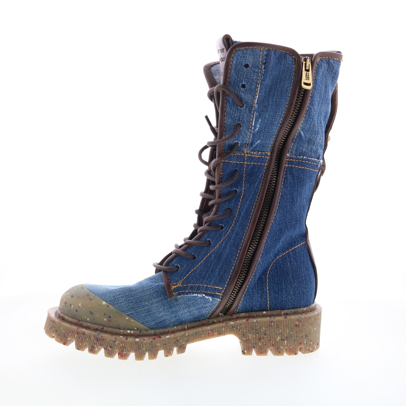 Cambert Womens Blue Leather Lace Up Casual Dress Boots