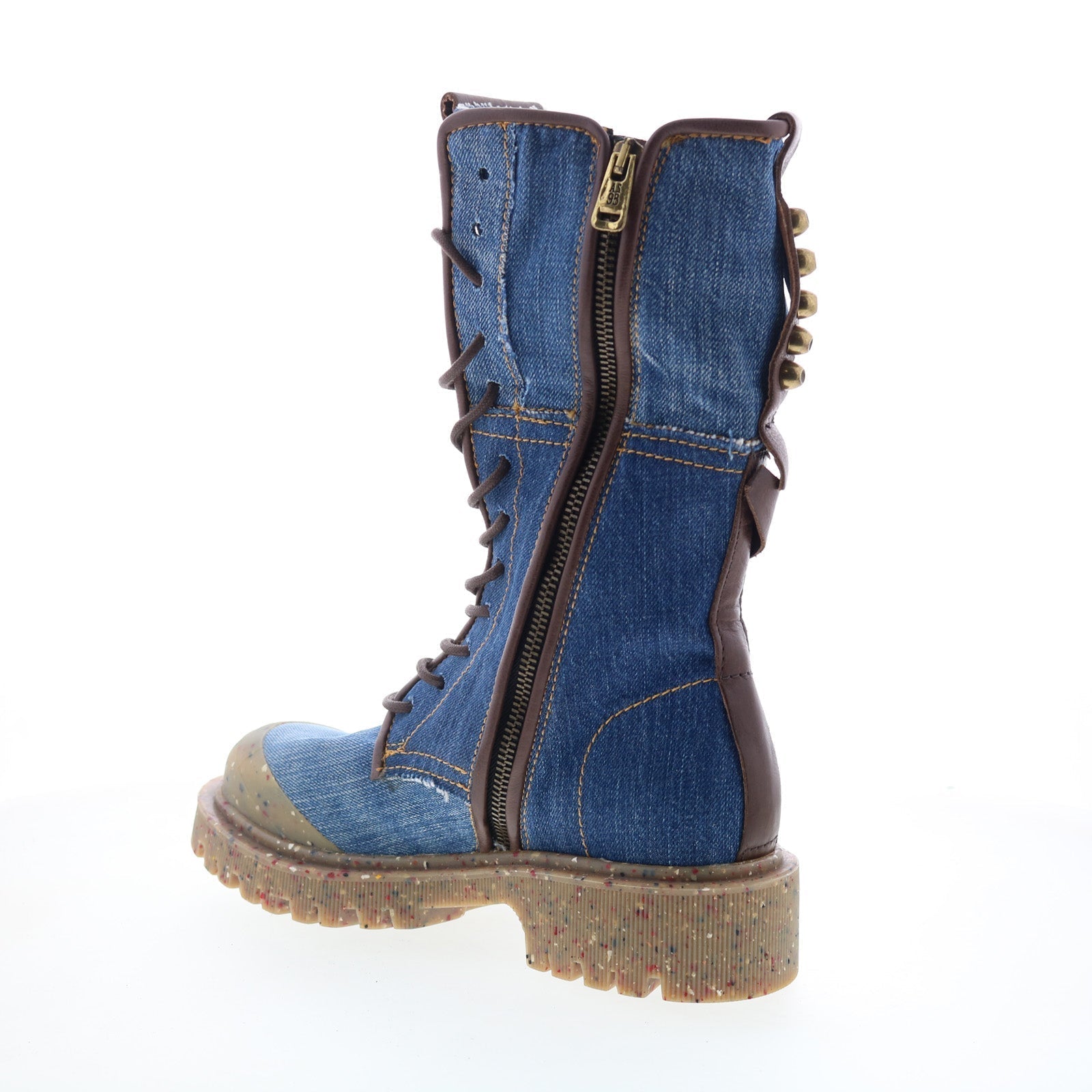 Cambert Womens Blue Leather Lace Up Casual Dress Boots