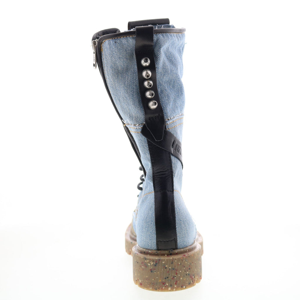 Cambert Womens Blue Canvas Lace Up Casual Dress Boots