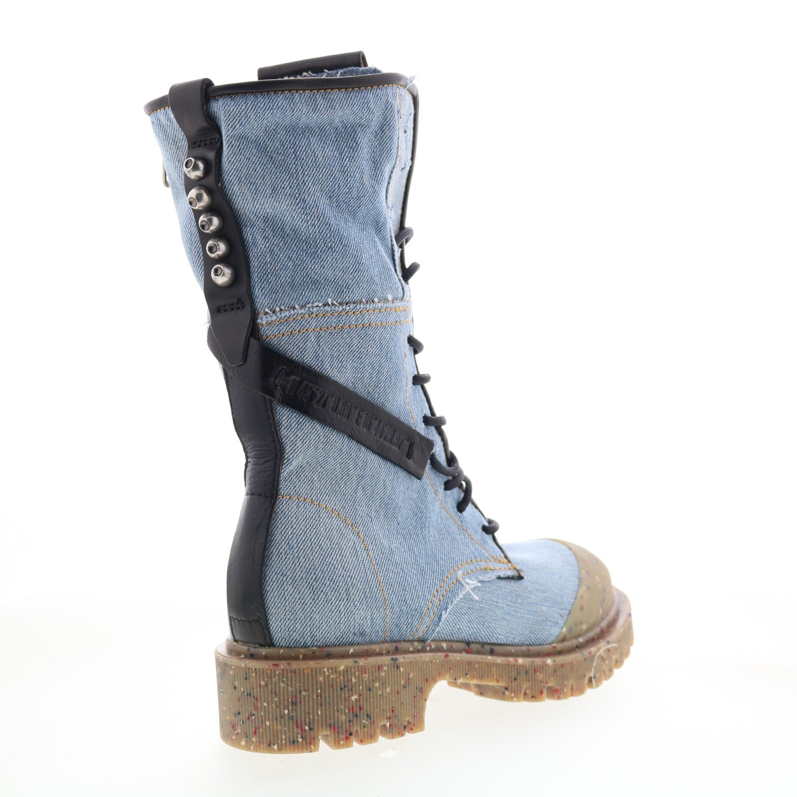 Cambert Womens Blue Canvas Lace Up Casual Dress Boots