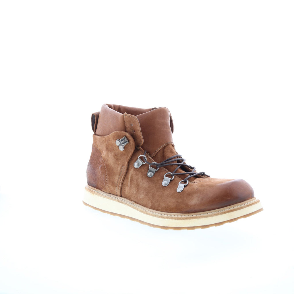 Cannon Mens Brown Leather Lace Up Casual Dress Boots