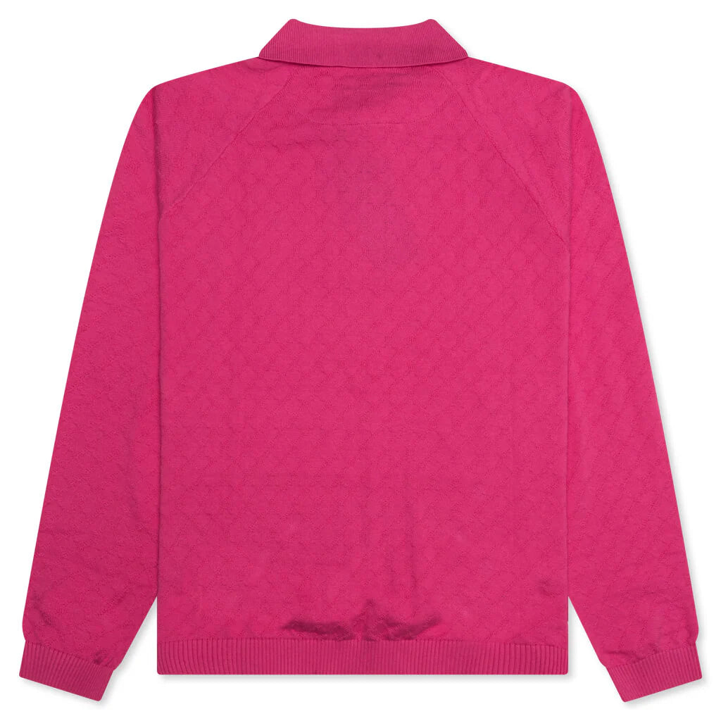 Hogan Pointelle Raglan Sleeve Sweater Polo Coral