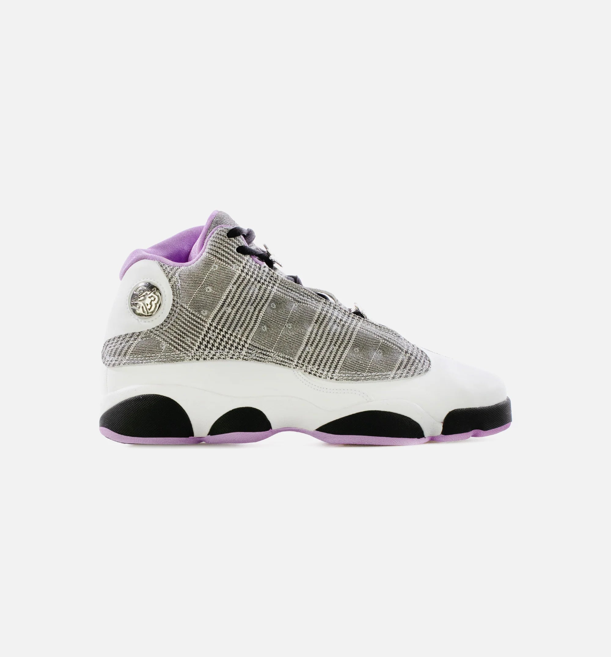 Air Jordan 13 Houndstooth Grade School Lifestyle Shoe White Black Lilac Metallic Silver Free Shipping