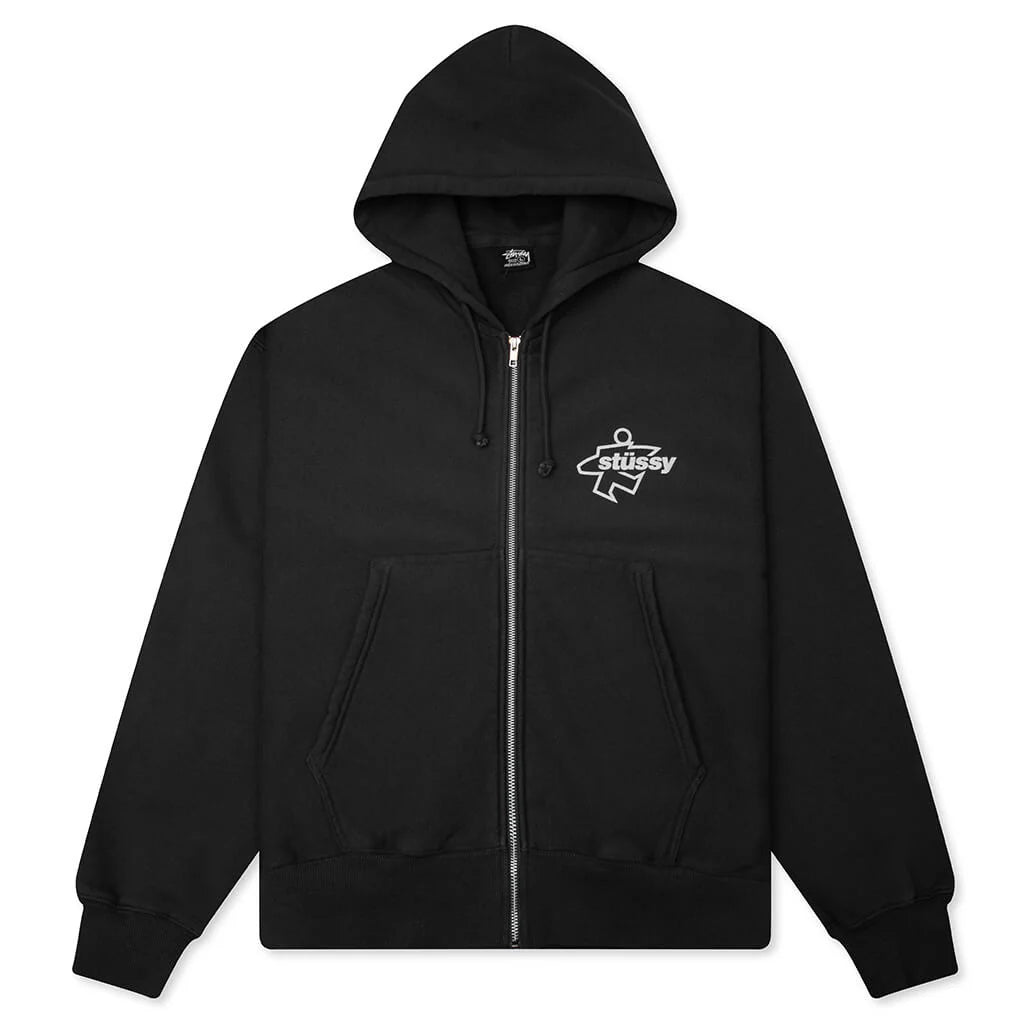 Surf Size Garment Dyed Zip Hood Faded Black