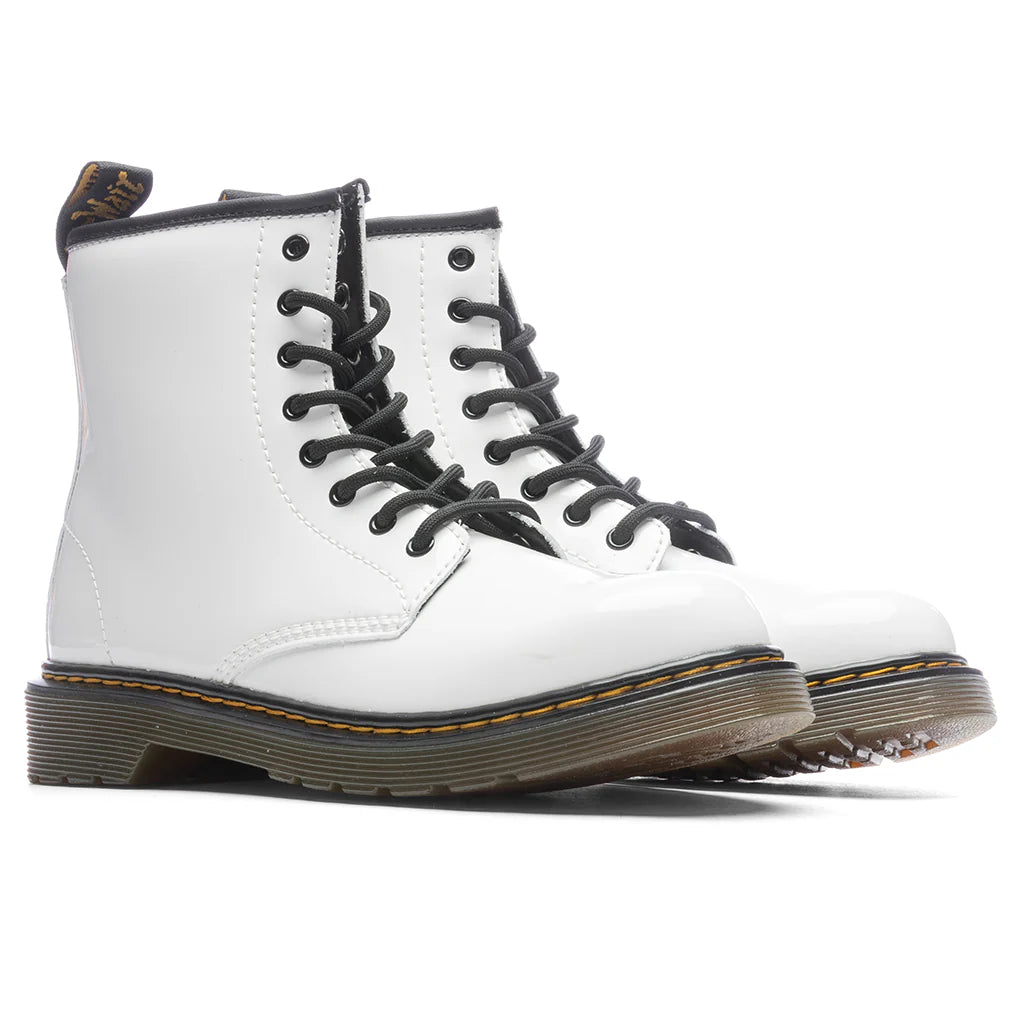 Womens 1460 Patent Leather Boots White Patent Lamper