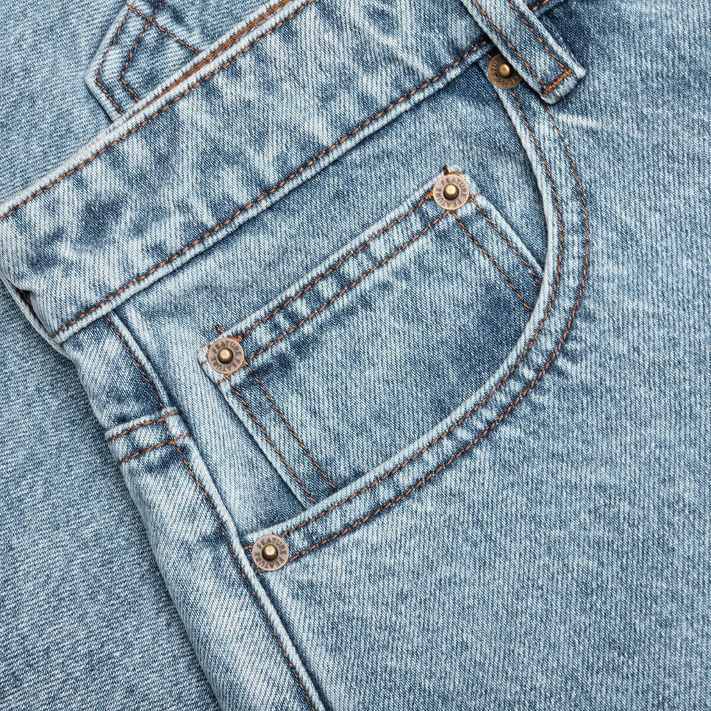 Berry Wide Denim Short Washed Medium Blue