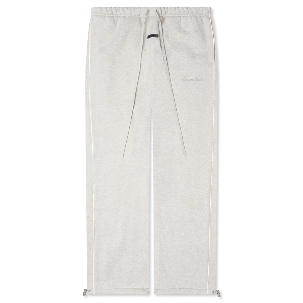 Relaxed Fleece Sweatpant With Piping Heather Stone Cloud White