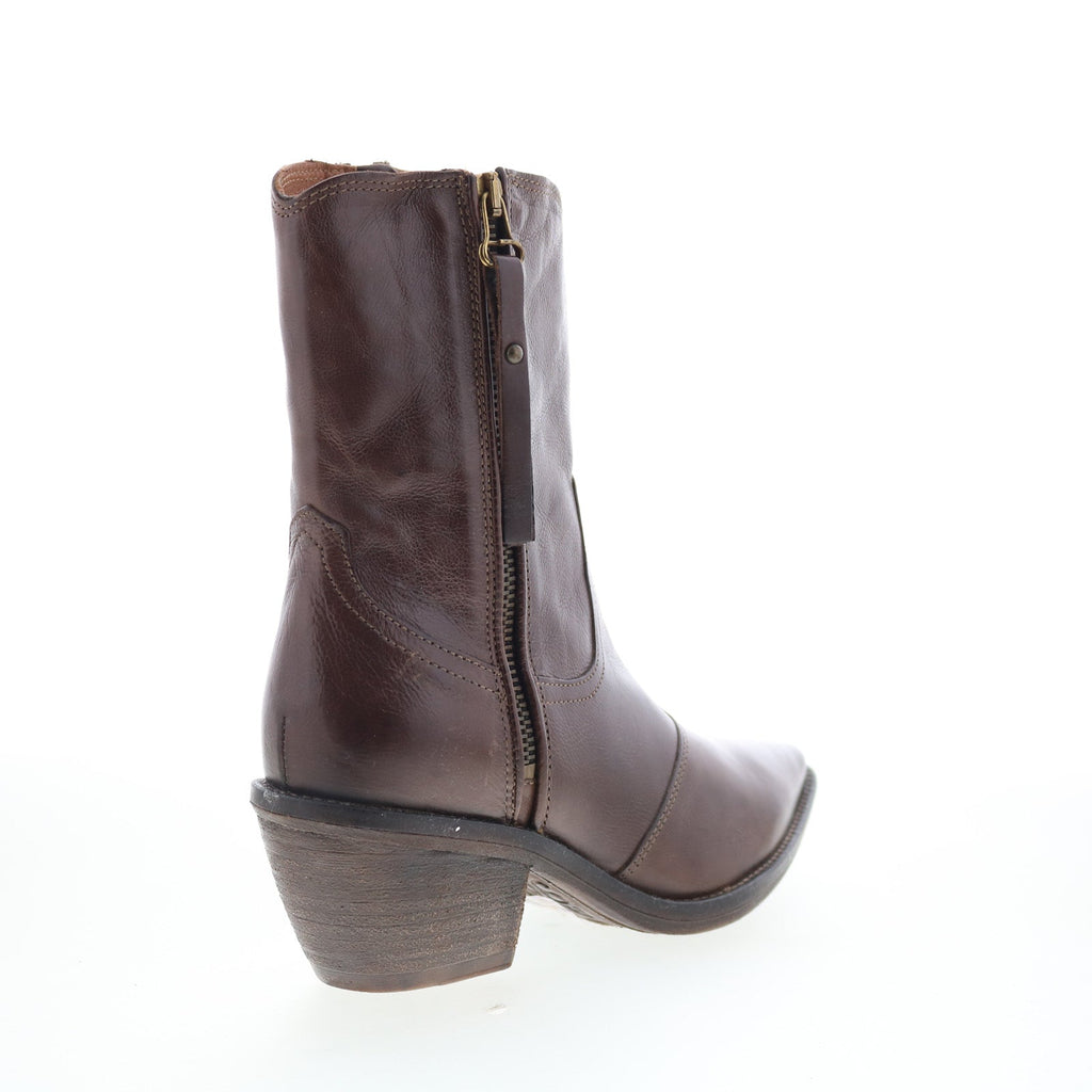 Charlie Womens Brown Leather Zipper Ankle & Booties Boots