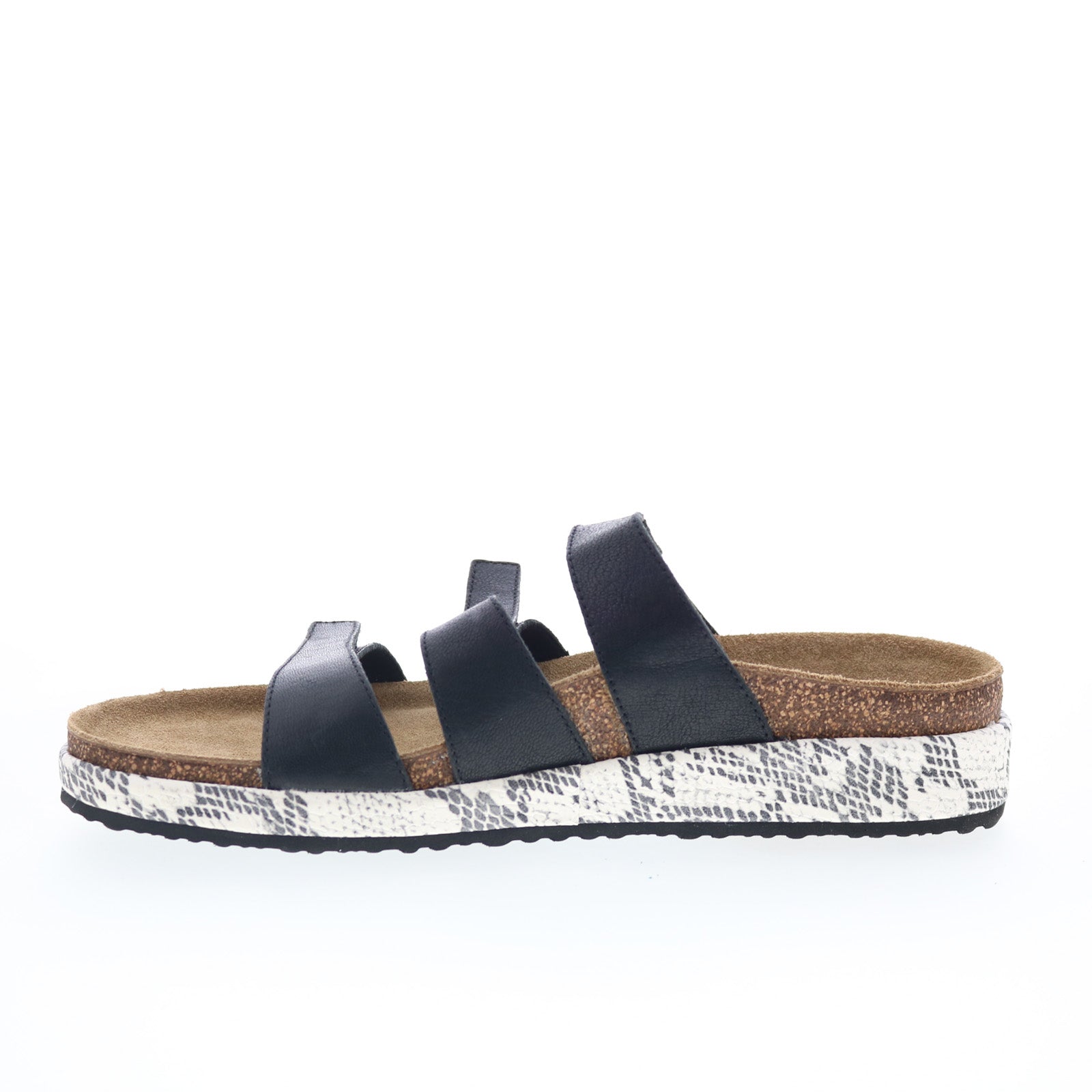 Aetrex Isabelle CL322 Womens Black Leather Strap Slides Sandals Shoes