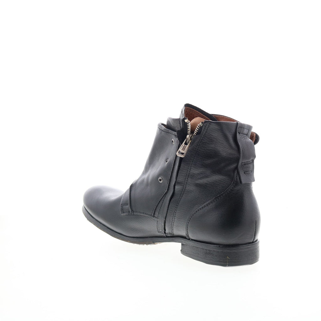 Cooper Mens Black Leather Zipper Casual Dress Boots