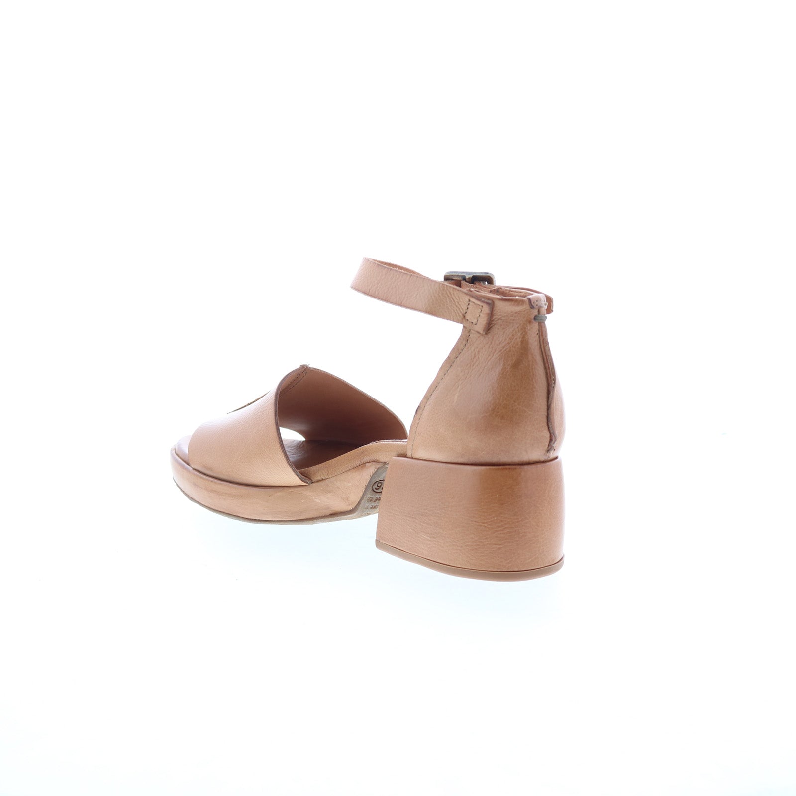Crue Womens Brown Leather Hook & Loop Heeled Sandals Shoes
