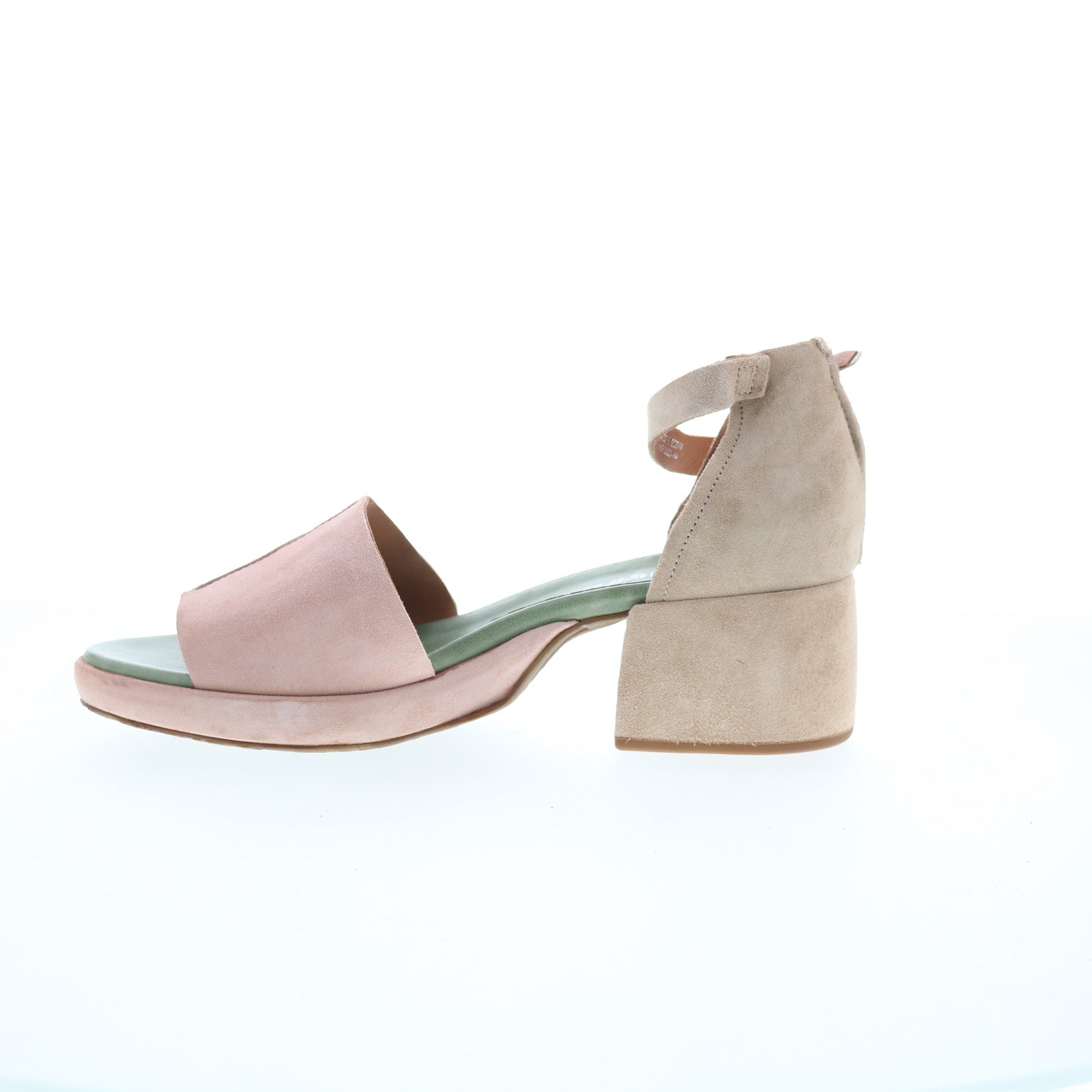 Crue Womens Pink Leather Hook & Loop Heeled Sandals Shoes