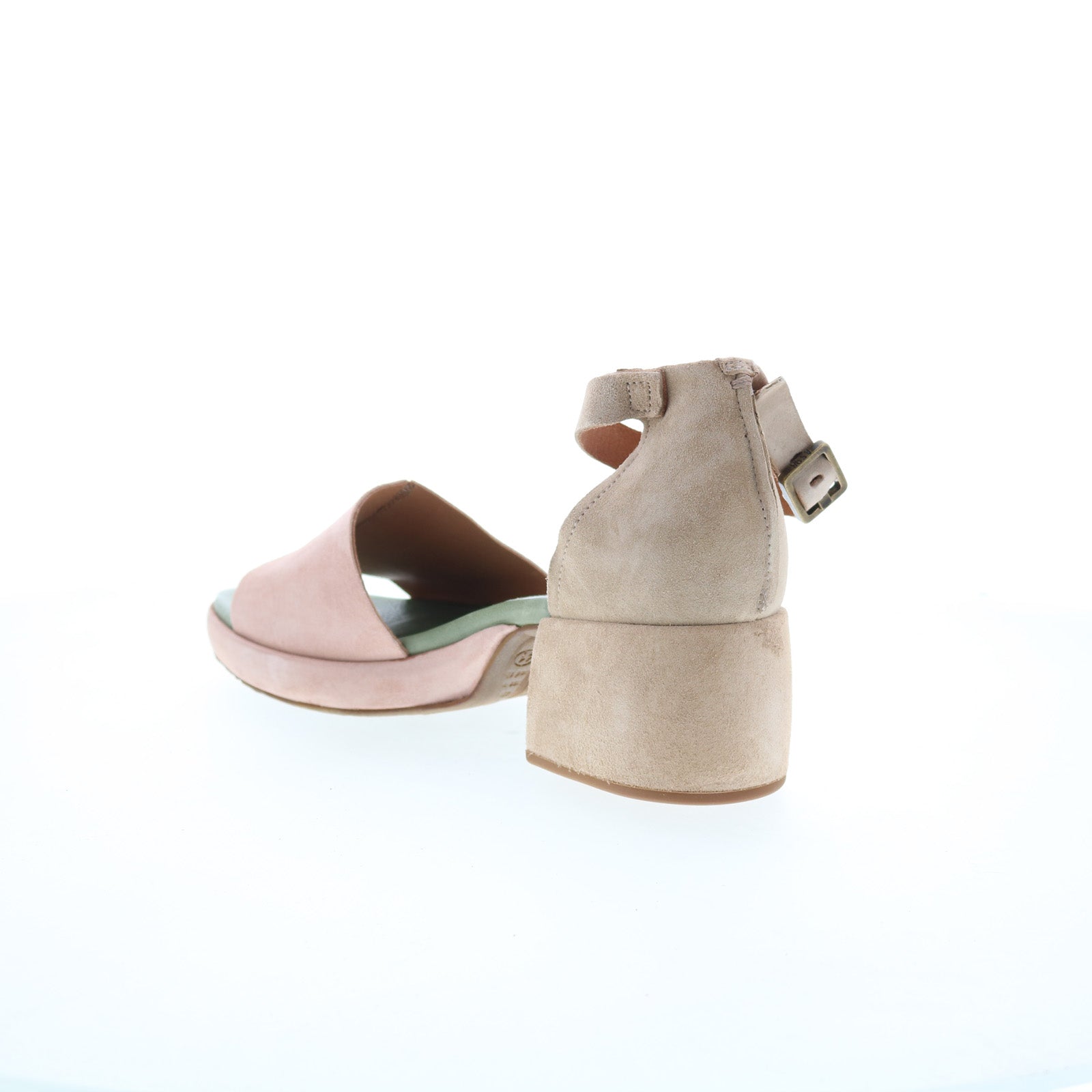 Crue Womens Pink Leather Hook & Loop Heeled Sandals Shoes