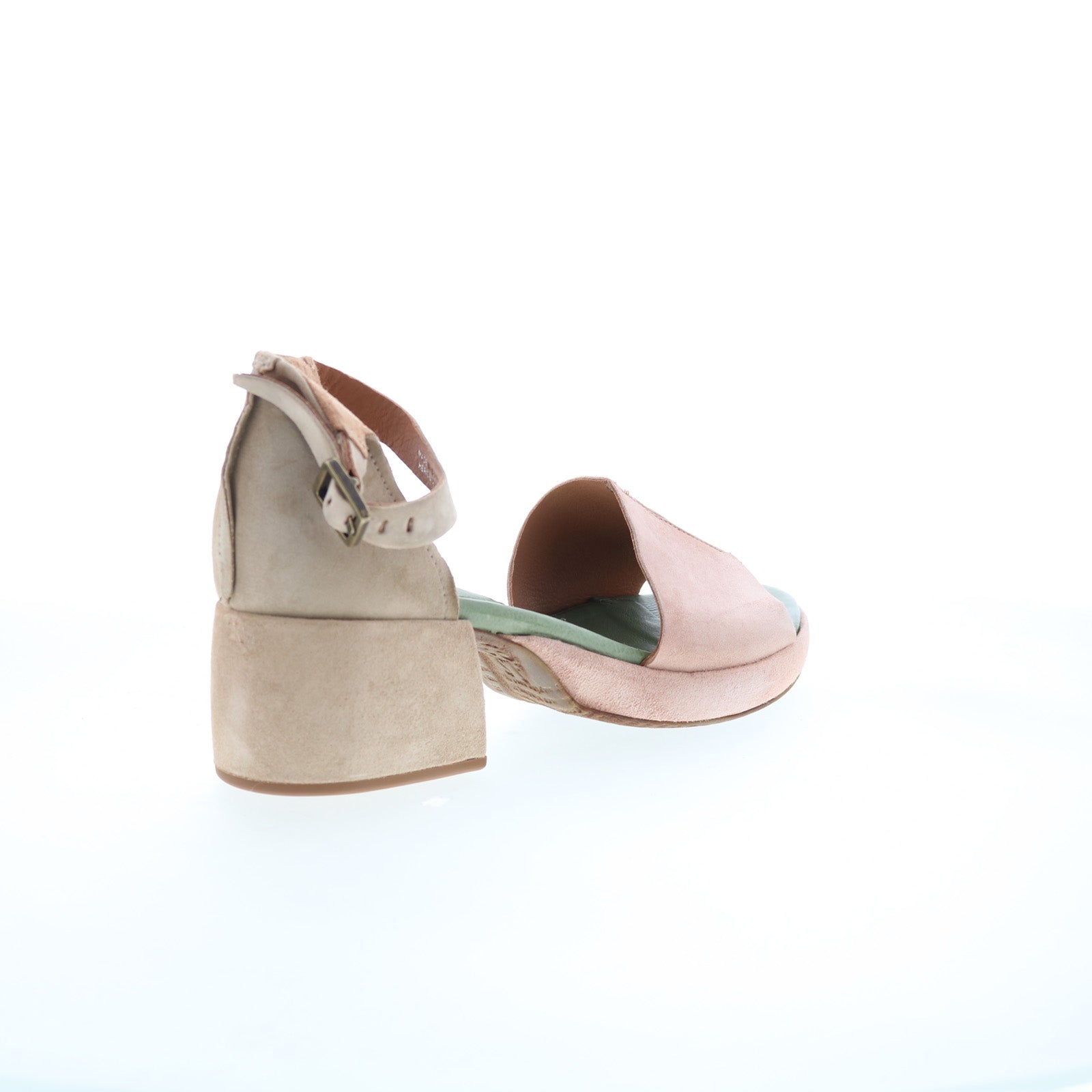 Crue Womens Pink Leather Hook & Loop Heeled Sandals Shoes