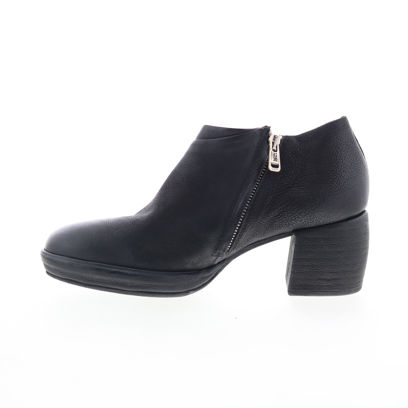 Curtis Womens Black Leather Zipper Ankle & Booties Boots