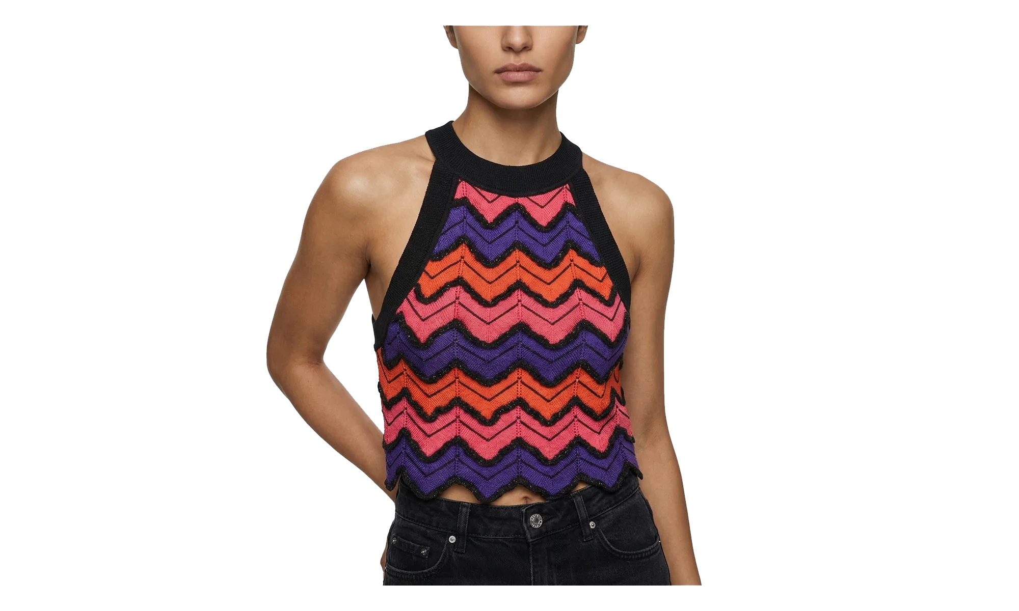 Cropped Knit Halter Top WMNS "Multicolor" AF4AB024KD68ABC