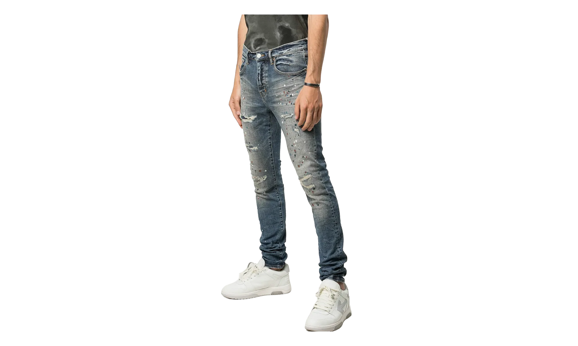 P001 Slim-Fit Jeans "Indigo Paint Repair" P001 IPR