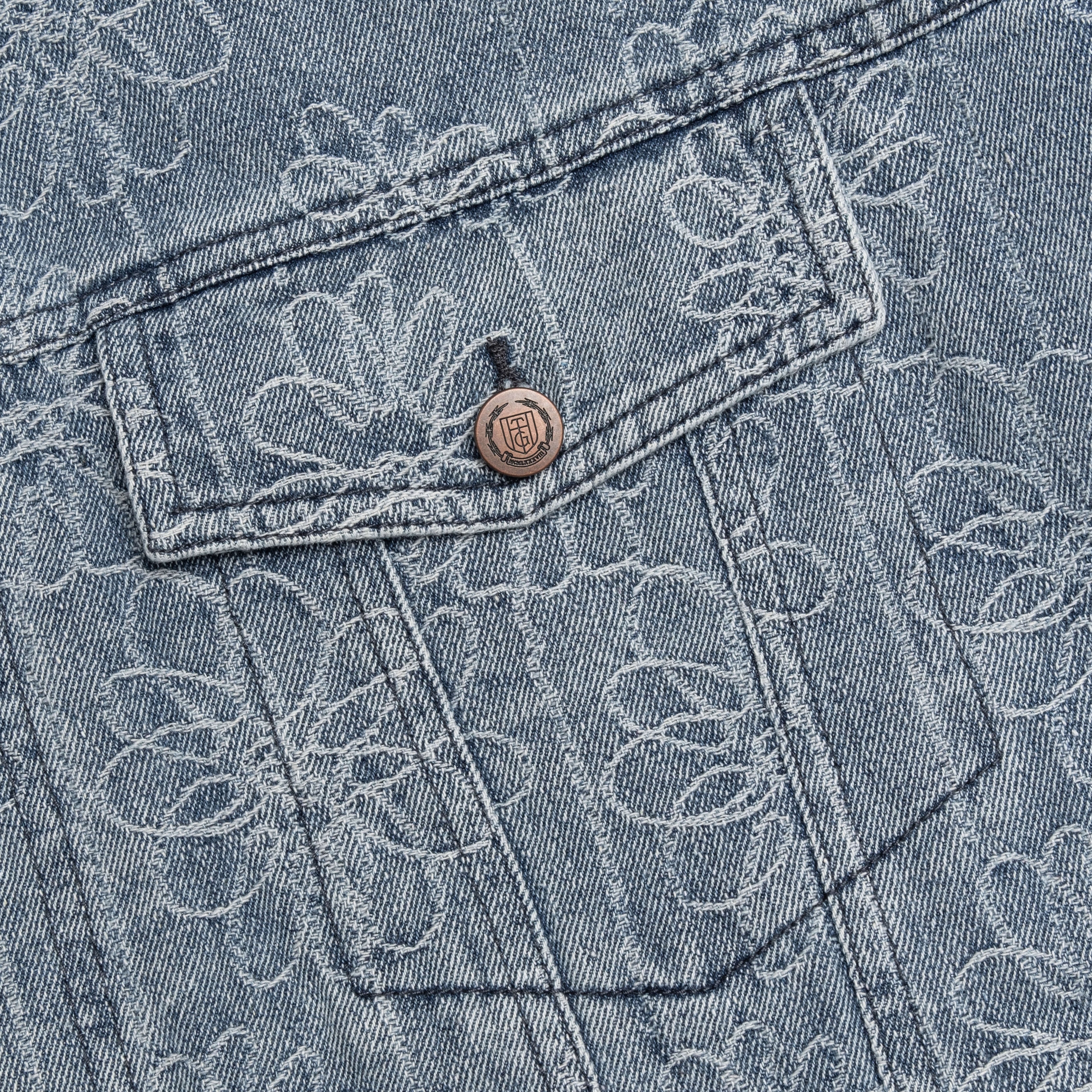 Floral Denim Jacket Light Indigo