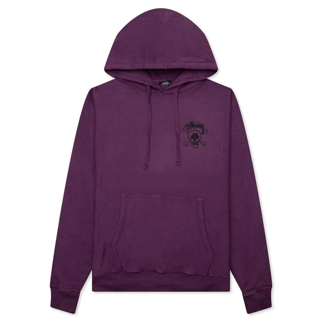 Skull Bones Pigment Dyed Hoodie Purple