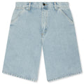 Single Knee Short Blue Heavy Stone Bleached